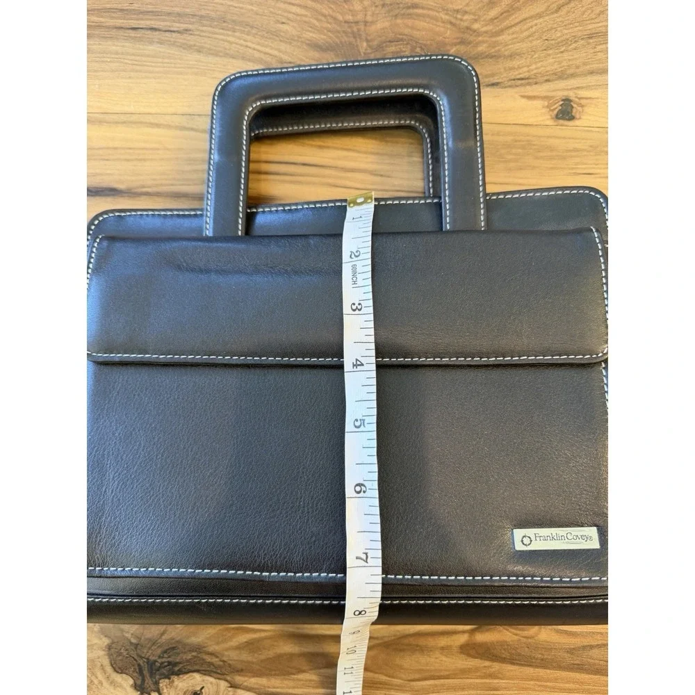 Franklin Covey Full Grain Leather Zip Planner Binder Organizer Black